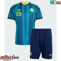 Camiseta Colombia Juan Fernando Quintero #20 Visitante Equipación para niños Mundial 2026 manga corta (+ pantalones cortos)